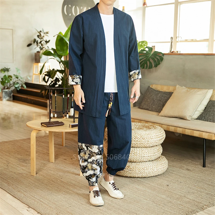 Кардиган мужской с короткими рукавами традиционная китайская одежда принтом