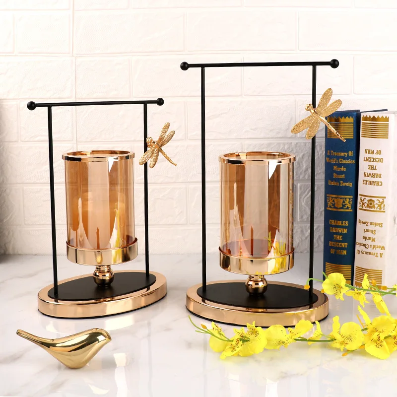 

Nordic Candle Holder Iron Candlestick Simple Modern Glass Home Decoration Candlestick Ornaments Wedding Centerpiece Bb50