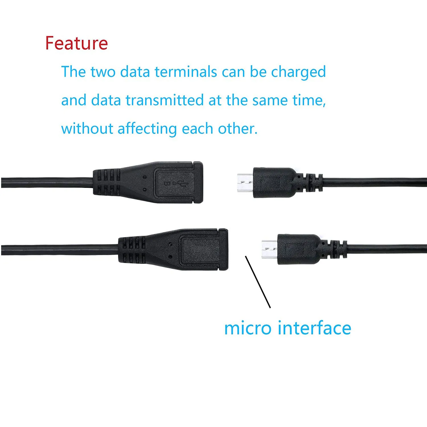 Многофункциональный USB 2 в 1 Micro 5-контактный штекер левый угловой на штекера мама