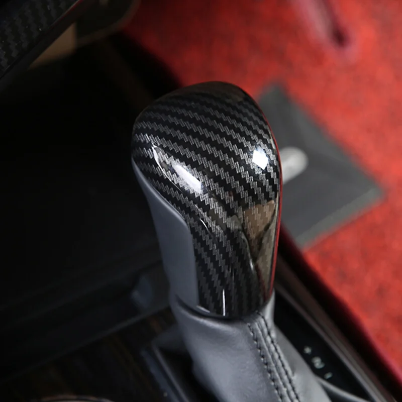 

ABS Carbon fibre for Toyota corolla 2019 accessories Car gear shift lever knob handle frame cover trim Sticker Car styling 1pcs