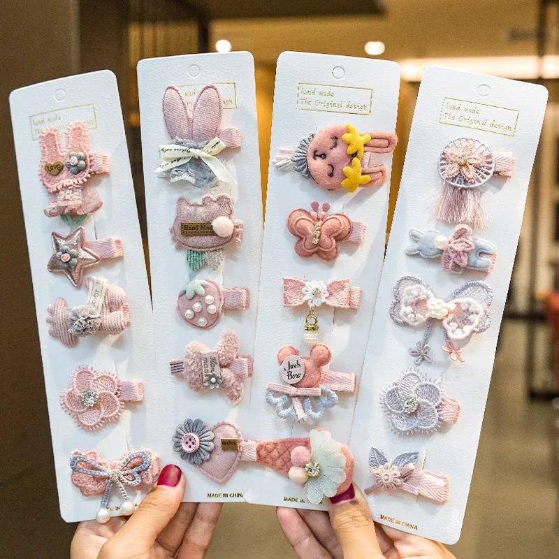 

5PCS Baby Girl Hair Clips Cartoon Bunny Bows Kids Hairpins Lace Princess Flower Barrettes Baby Hair Accessories Pince Cheveux