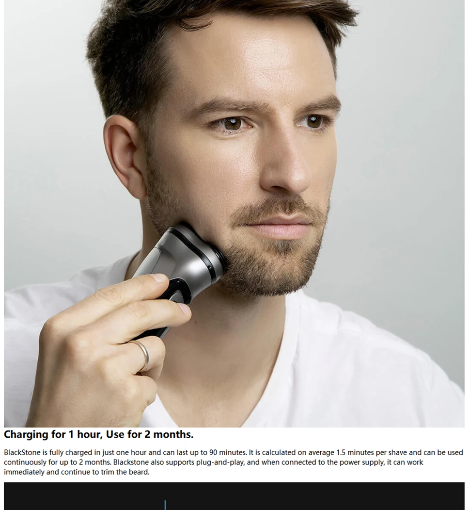 Original XIAOMI face shaver Enchen BlackStone 3D Electric Shaver, Men Washable Type-C USB Rechargeable Shaving Beard Machine