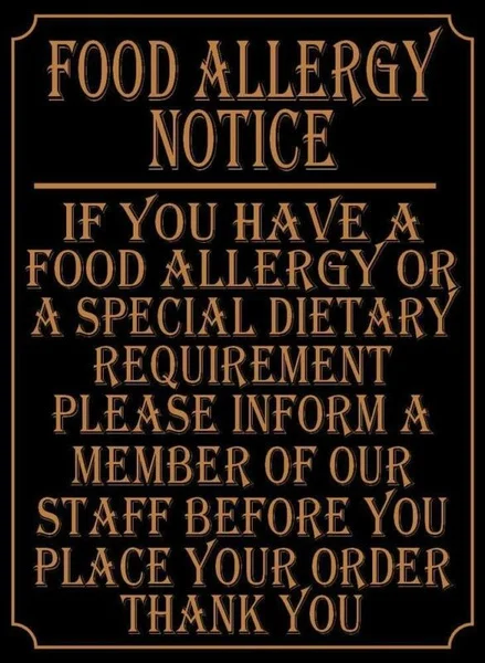 

Жестяной знак, новое предупреждение о аллергии на пищу, металлическое предупреждение о безопасности при выносе из паба, ресторана