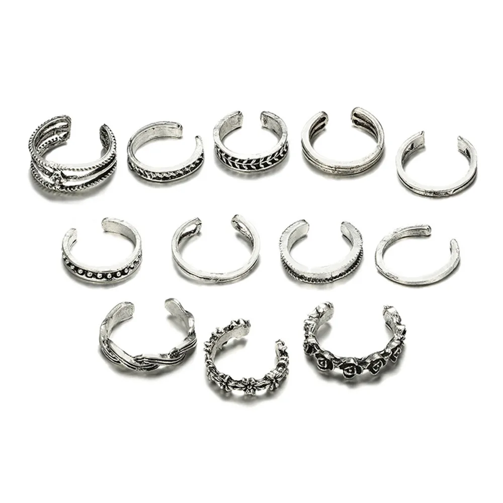 Набор колец для ног 12 шт./компл. комбинированный набор пальцев Простые ретро