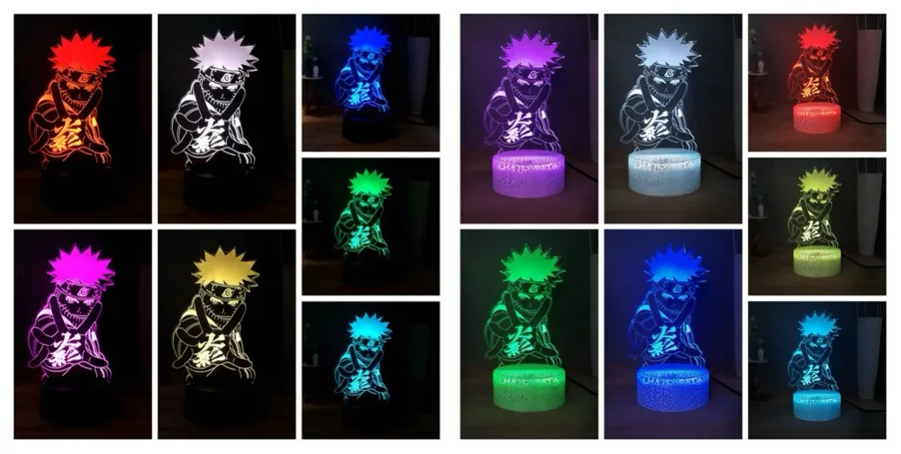 Наруто USB переключатель прикроватная лампа RGB 7 красочная сменная настольная лампа Uzumaki Наруто светодиодный светильник для сна для ребенка огонь нация подарок ребенку