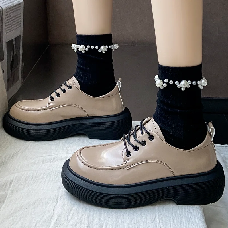 

Женские повседневные туфли мэри джейн из искусственной кожи на платформе, Новинка осени 2022, модные женские туфли на плоской подошве с кругл...