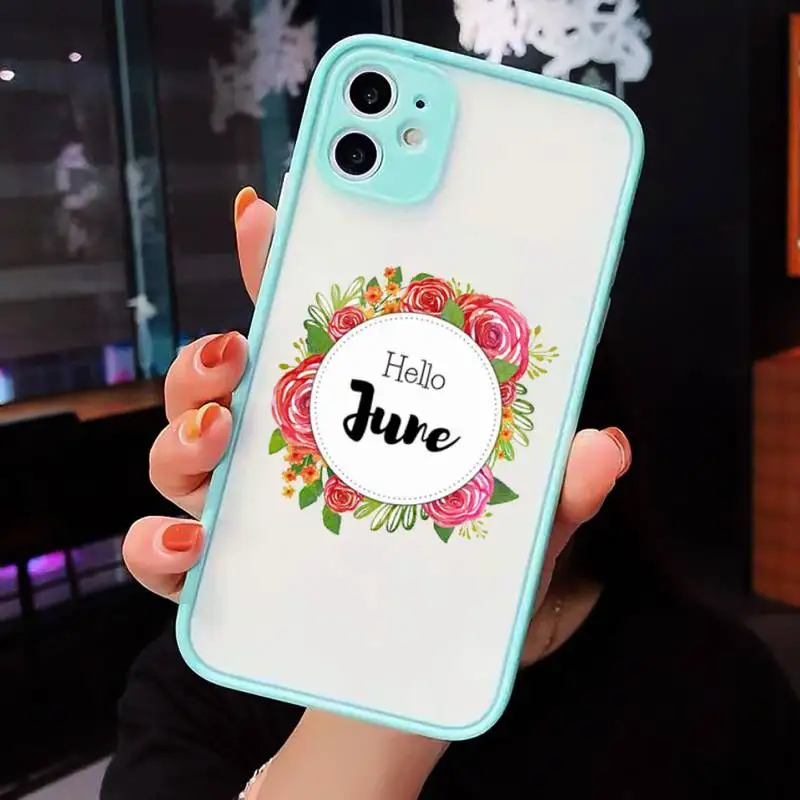 

Flowers leaves month text art Phone Case matte transparent For iphone 7 8 11 12 plus mini x xs xr pro max cover
