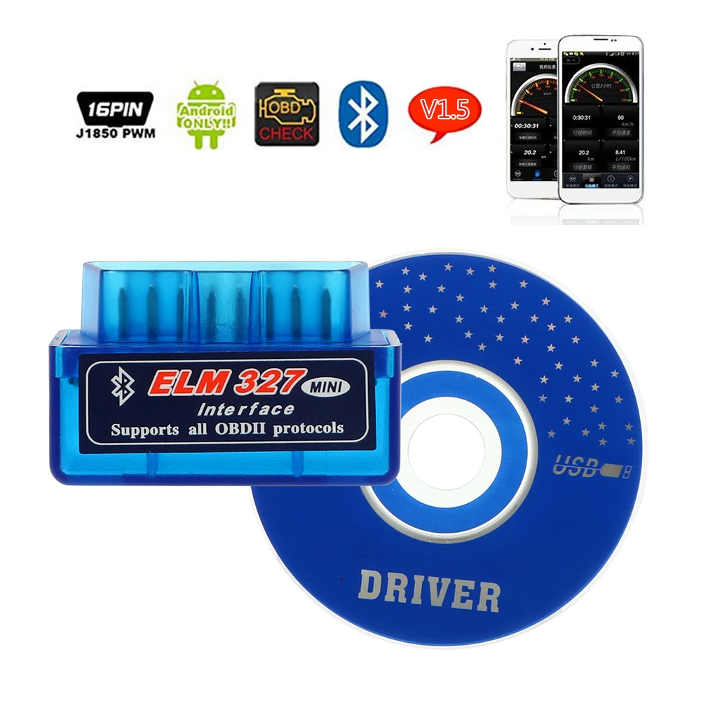 Автомобильный диагностический сканер LEEPEE для OBDII протокол ELM327 Bluetooth V2.1 / V1.5 OBD2