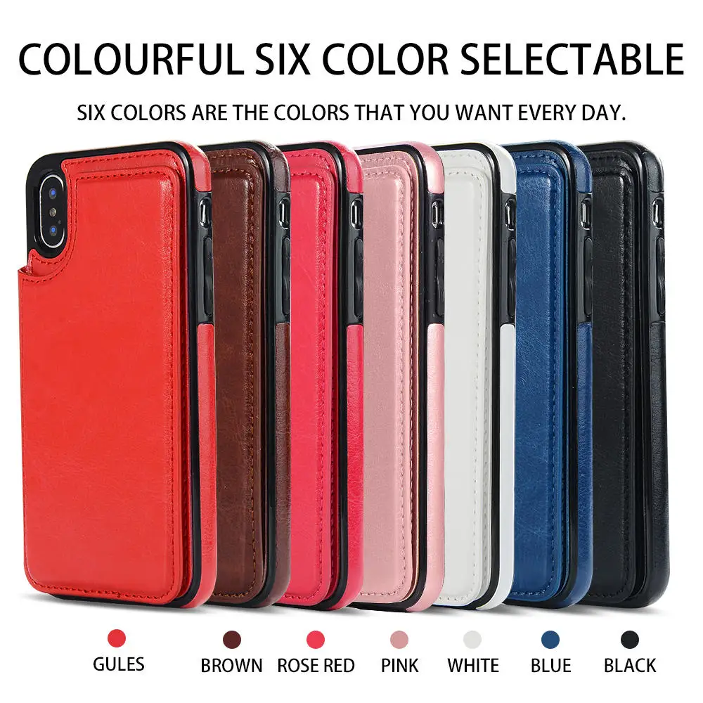 Чехол бумажник с отделениями для карт iphone 12 Mini 11 Pro XS Max XR X 5 5S SE 2020 8 7 6 6S Plus кожаный