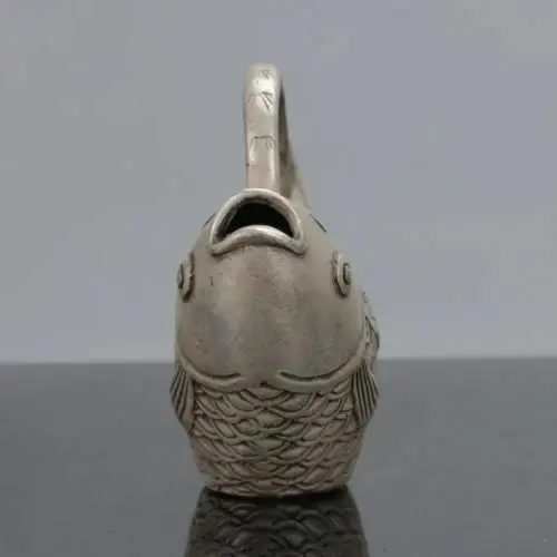 

Collectable Chinese Tibet Silver Handwork Koi Fish Carp Goldfish Teapot Tea Set Water Pot Kangxi Mark