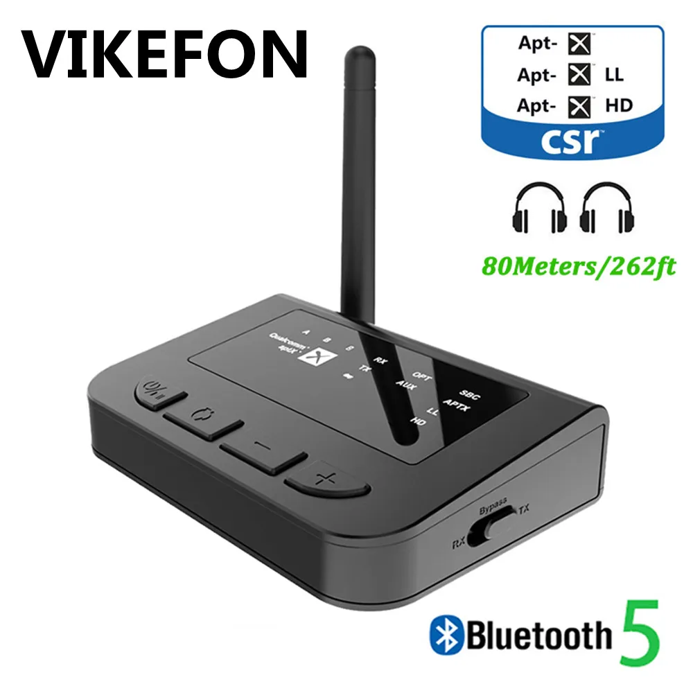 Аудиоприемник Bluetooth 5 0 80 м передатчик обход 3 в 1 Aptx HD LL низкая задержка Spdif RCA мм AUX TV