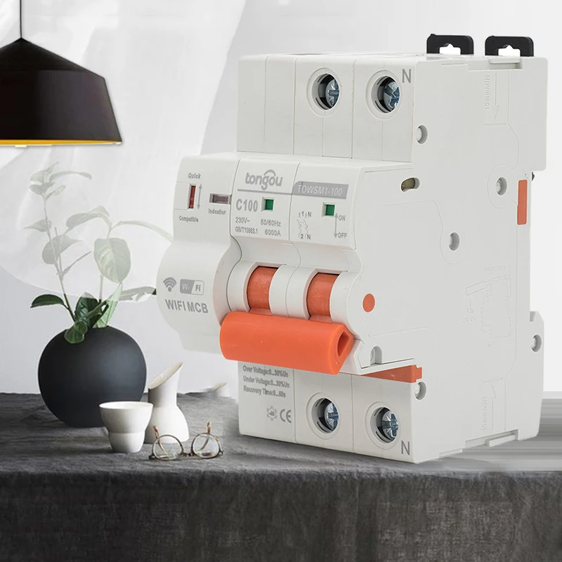 

The TOWSM1-100 WIFI Reclosing Circuit Breaker Suitable for 50Hz/60Hz, 230/400V 6~100A Smart Switch 2P 16A 25A 40A 63A 80A 100A
