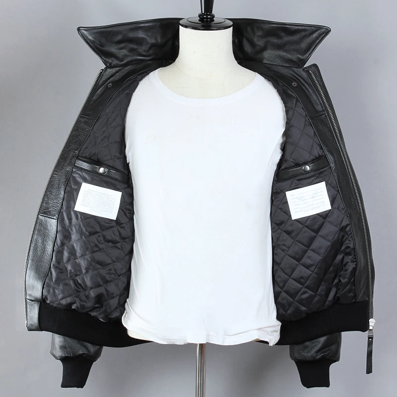 Модная Черная мужская куртка-бомбер из воловьей кожи Air Force модель 2020 года мужское