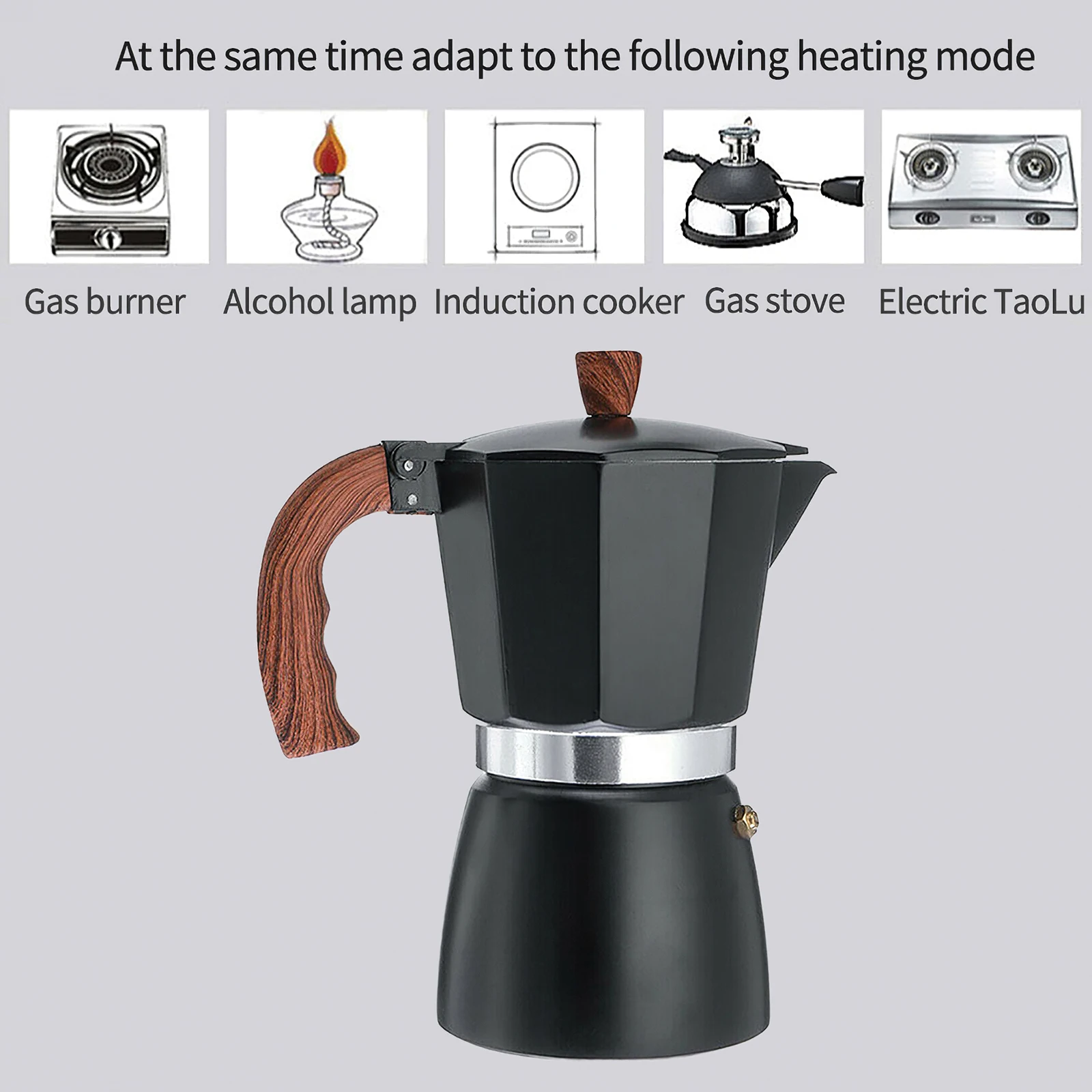 

150/300ml geyser coffee makers 304 aluminum induction cafetera coffee moka pot machine Stove Coffee Maker