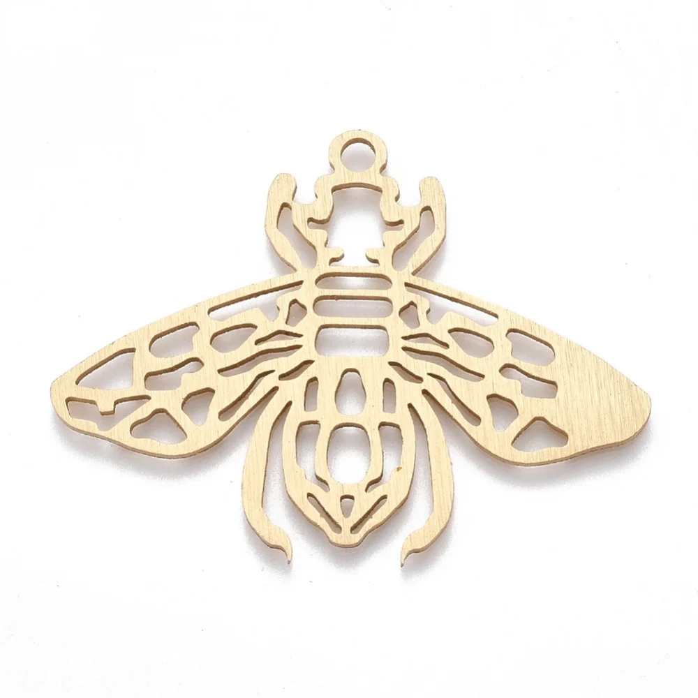 

1PC Aluminium Big Pendants Laser Cut Big Pendants Cicada Golden 37x50x1mm Hole: 2mm For DIY
