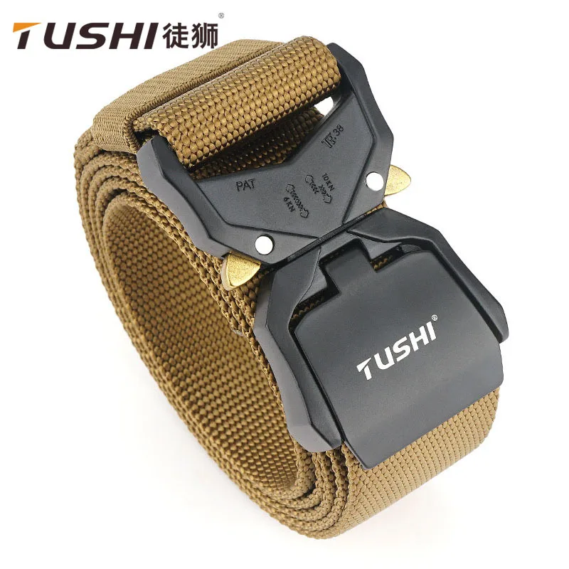 

TUSHI 2021 Hot Sell Men Belt 125cm*3.8cm High-grade Nylon Weave Tactical Waistband Metal Quick Release Buckle Flagship Girdle