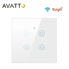 Коммутатор для умного дома AVATTO Tuya, Wi-Fi, работает без нейтрального провода, 1234 Gang EU Smart Light Switch, работает с Alexa, Google Home