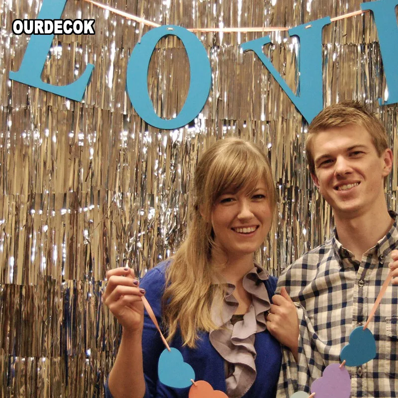 Фотофон с бахромой из золотистой фольги 1x2 метра|decorative decorative|decoration birthday partydecoration