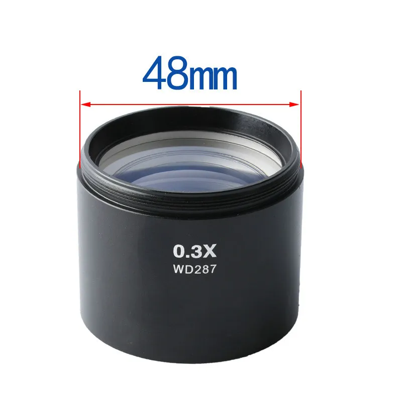 0.3X Stereo Microscope Auxiliary Objective Lens Working Distance 287mm High Working Distance Microscope Objective Lens