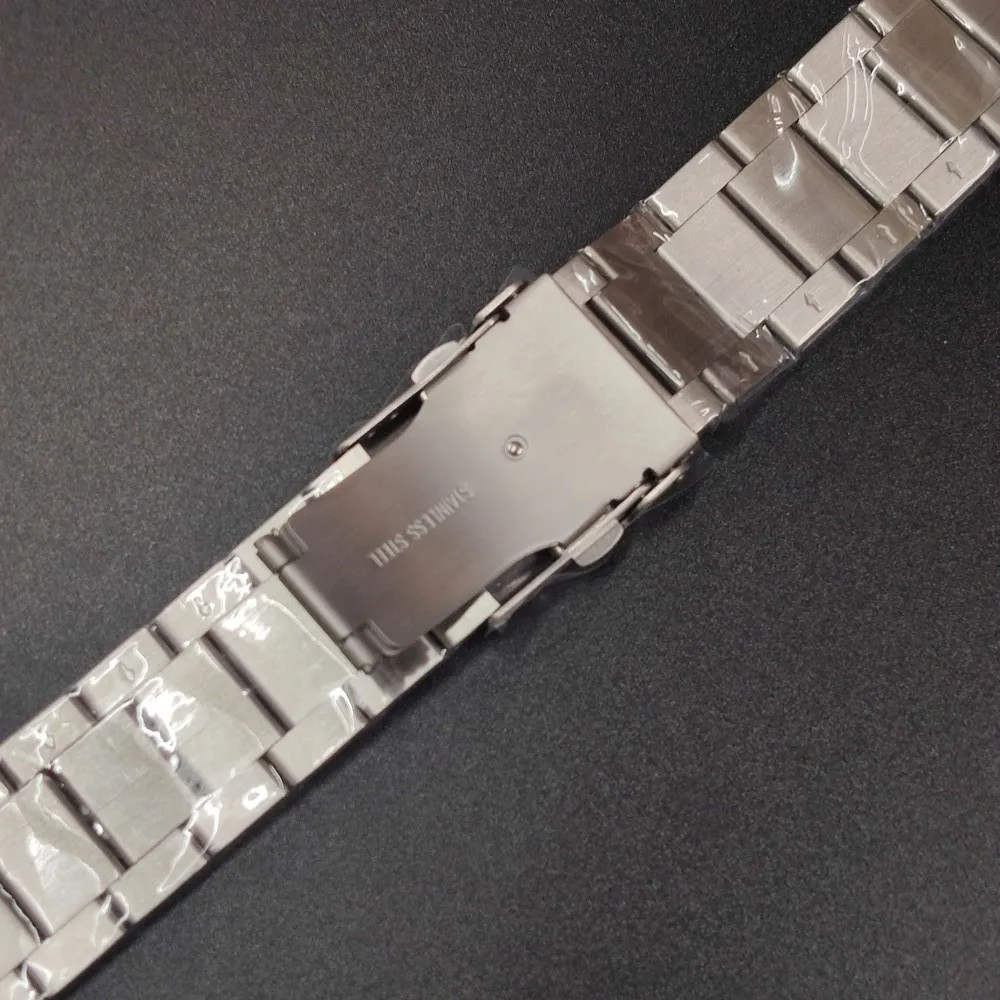 STEELDIVE SD2605 Stainless Steel Replacement Bracelet 22MM Fully Brushed Flat Head Link Folding Clasp with Safety for Dive Watch