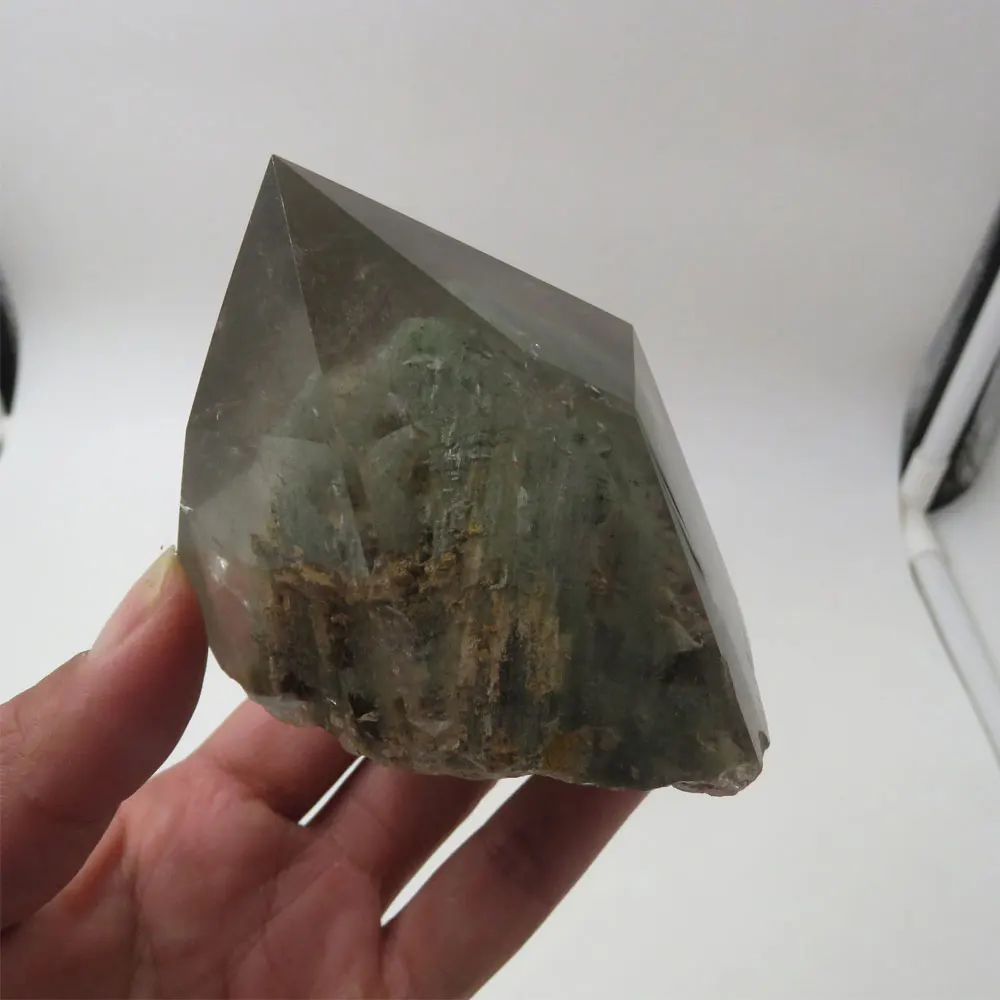 315g 100% Natural AAA Phantom Quartz Crystal Single Terminated Wand Point six prism Reiki Healing Mineral Specimen Stone | Дом и сад