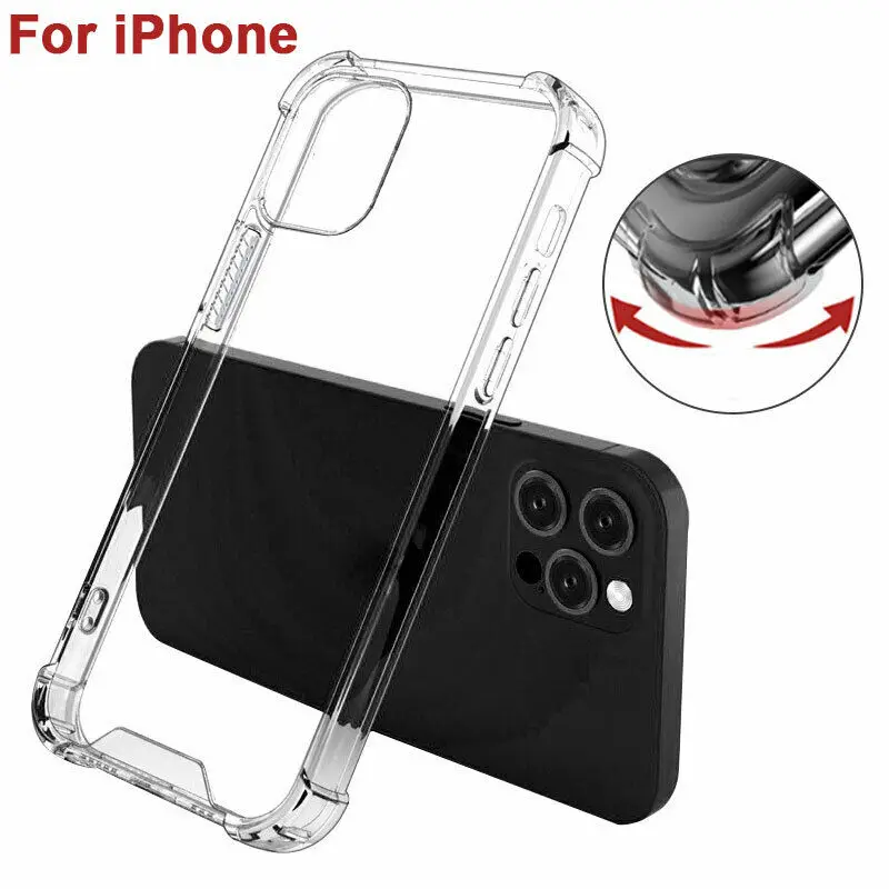 

UGI Phone Case Air Cushion For iPhone 12 Pro MAX Mini 11 X XR XS MAX 6 7 8 Plus SE Acrylic TPU Armor Bag Transparent 4-Corner