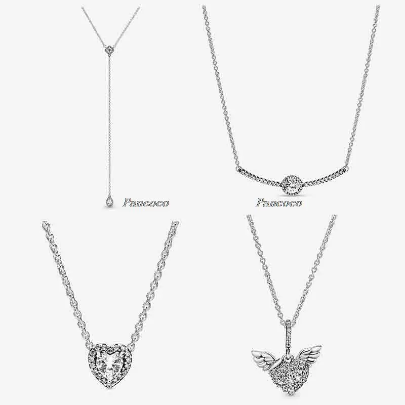 

Authentic 925 Sterling Silver Round Sparkle With Timeless Elegance Crystal Necklace For Women Wedding Party Fashion Jewelry