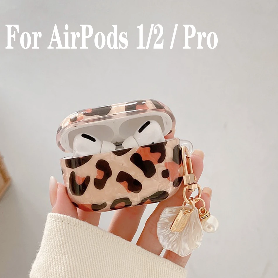 

Luxury Leopard Protection Case For AirPods PRO / AirPods2 cute Pearl key chain Earphone Case for Apple Airpods Case Accessories