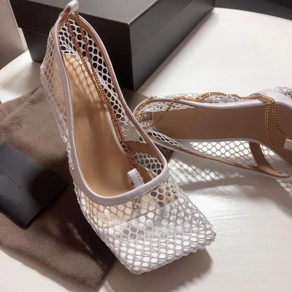 

Prowow Shoes Women Summer Sandals High Heels 8 cm Mesh Design Sandals Shoes Woman Slingbacks Zapatos De Mujur Pumps