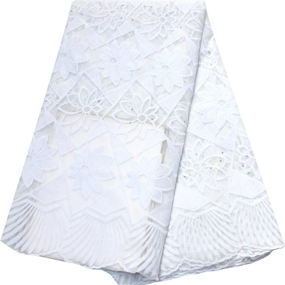 Нигерийская Кружевная Ткань 5 ярдов белая молочная шелковая сетка африканская