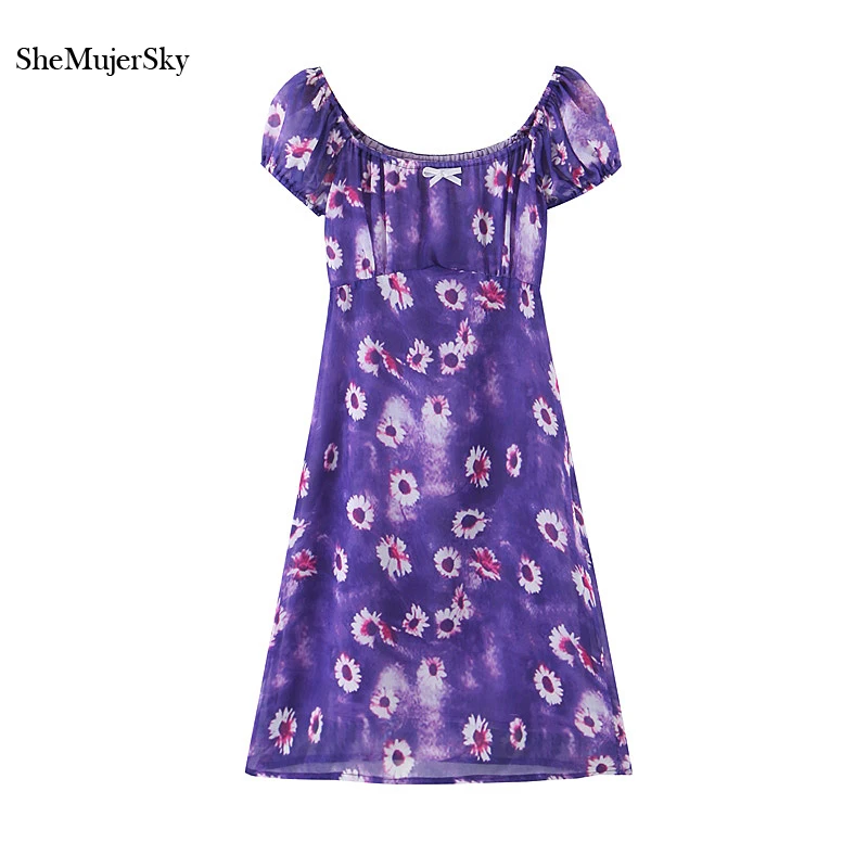 

Женское облегающее платье SheMujerSky, Летнее мини-платье с квадратным воротником и принтом подсолнуха, 2020, модное платье с открытой спиной
