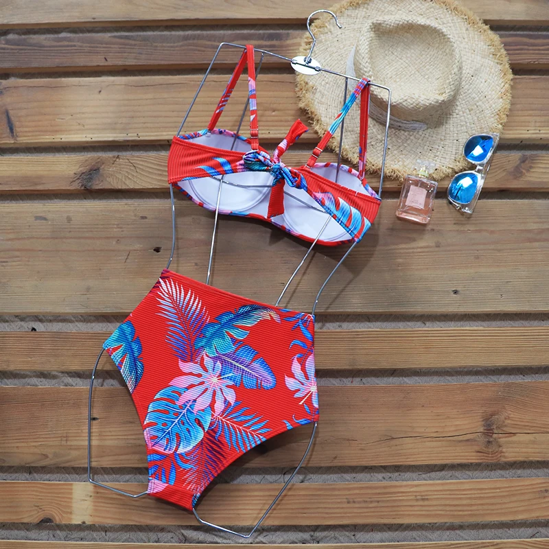 

INGAGA High Waist Bikinis Set Leaf Print Women's Swimsuit 2021 Push Up Swimwear Sexy Biquini New Bathing Suit Beachwear Summer