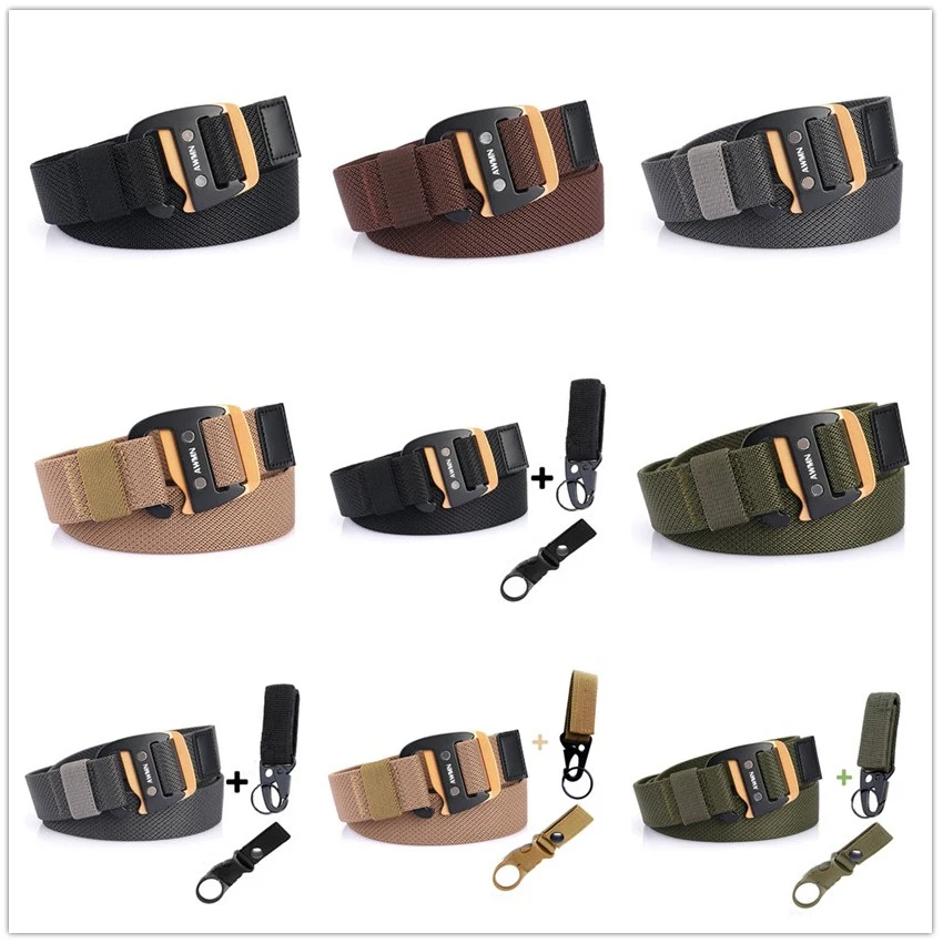 

2021 Men's Elastic Belt For Jeans Pants Metal Buckle Casual Nylon Belt Wear-resistant Woven Stretch Outdoor Sports Accessories