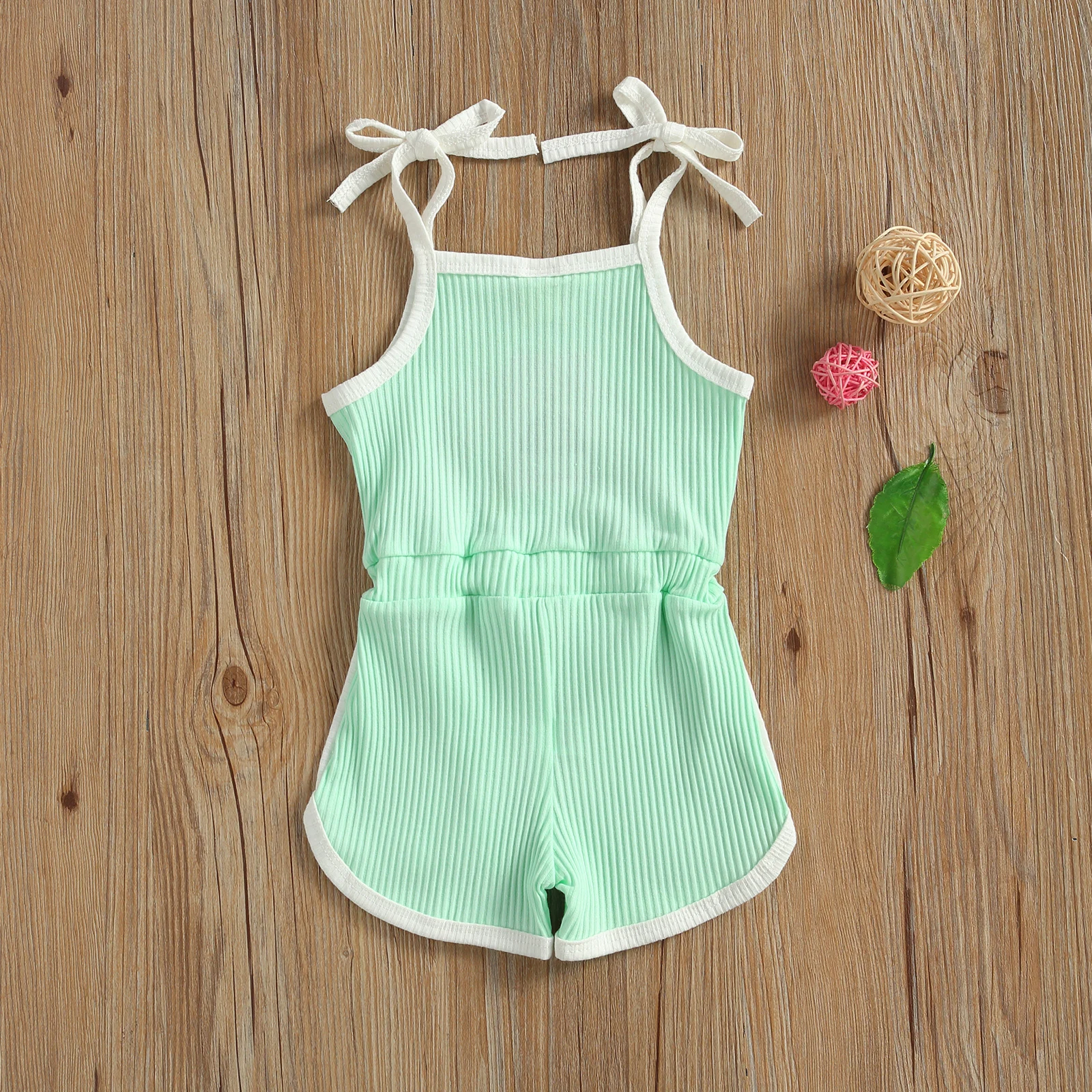 

Girls Sleeveless Playsuit Rainbow Printed Pattern Off-the-shoulder Suspender One-piece Bodysuit 1-4Years