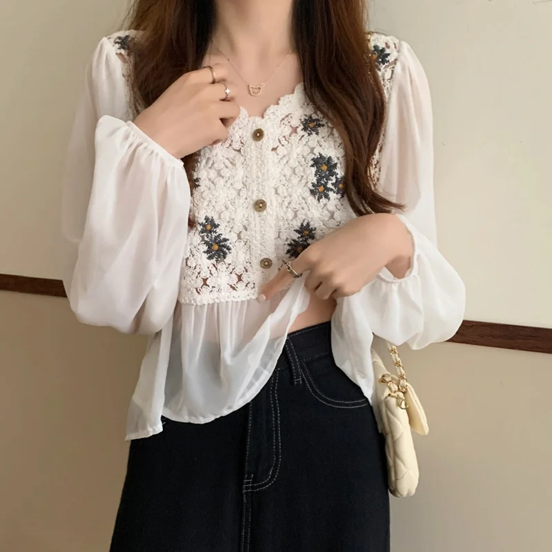 Блузка женская с длинным рукавом V-образным вырезом | Женская одежда