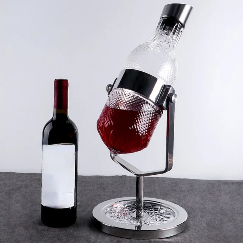 

High Quality Crystal Glass 1000-1500Ml Speedy Decanter Red Wine Whiskey Fair Mug with Shelf Bottle Natural Gift Decoration