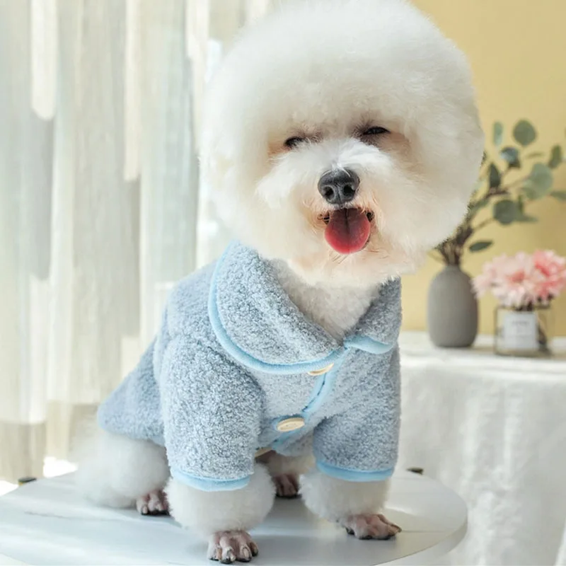 Флисовая теплая куртка для собак зимнее пальто кошек длинная плюшевая Одежда