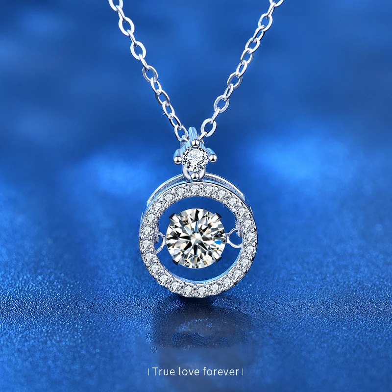 

0.5 Carat D Color Moissanite Diamond Pendant Necklace 925 Sterling Silver High Carbon Simulated Diamond Engagement Necklace