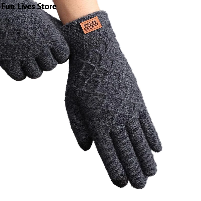 

Pure Color Knitting Gloves Winter Wool Thermal Mittens Russian Outdoor Skiing Gloves Women Men Comfortable Knitwear Mitts Warm