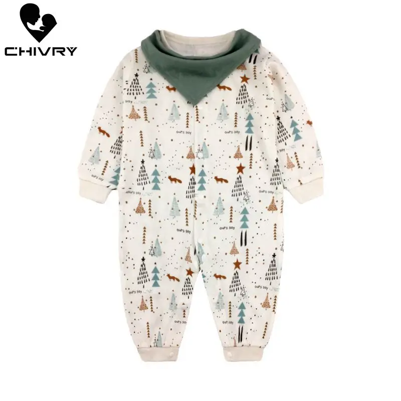 Детский комбинезон с длинным рукавом круглым вырезом и мультяшным