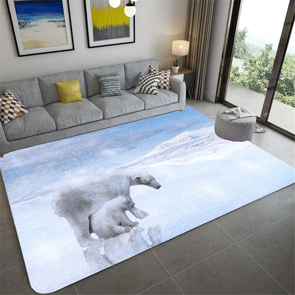 Cute Polar Bear Children Room Carpet 3D Animal Rug Living Flannel Sponge Bath Mat Absorbent Home Decor Hallway | Дом и сад