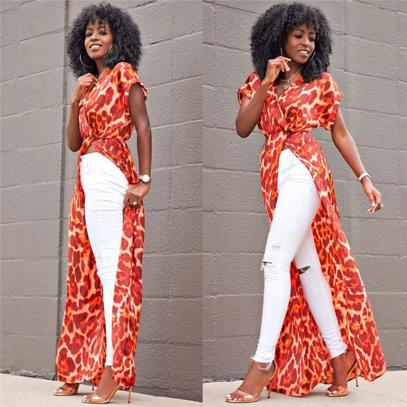 Платье-макси с цветочным принтом и высоким разрезом весна-лето | Женская одежда