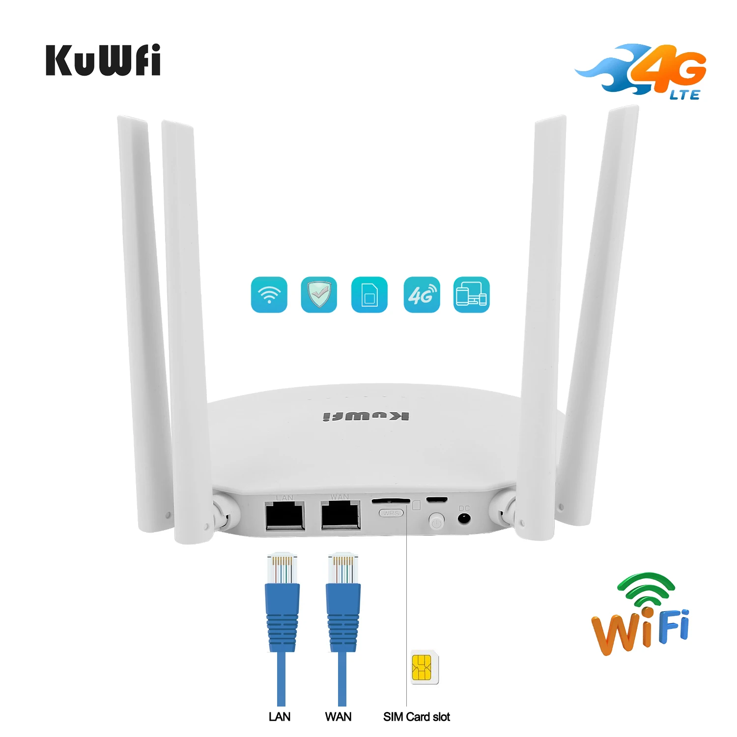 KuWfi 4G маршрутизатор 150 Мбит/с CAT4 беспроводной 3G/4G LTE разблокировка глобальная FDD/TDD