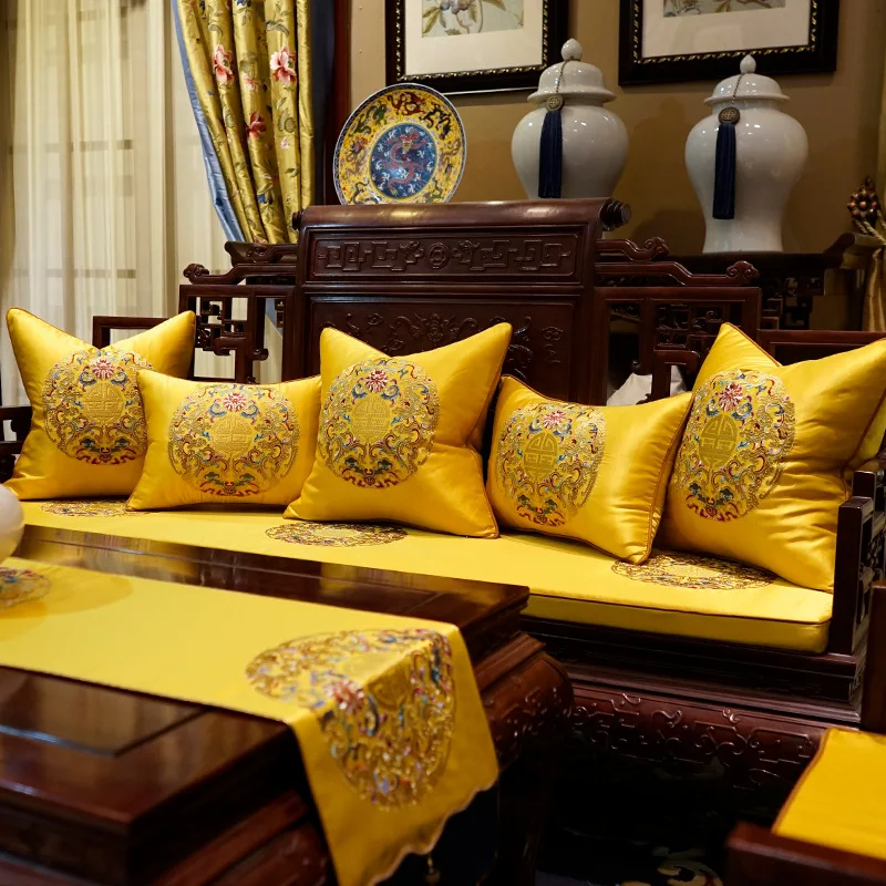

Yellow Blue Beige Cushion Covers Luxury Modern New Chinese Style Embroidery Decorative Pillow Cases Sofa Bedroom Living Room Car