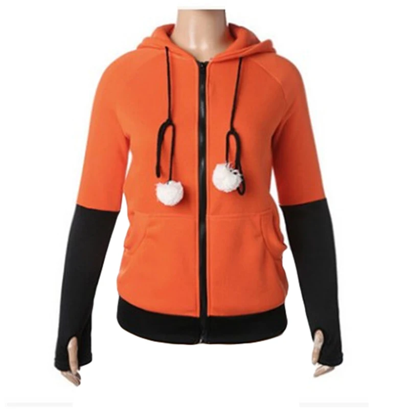 Костюм для косплея с животными лисьими ушами толстовка капюшоном пальто теплая