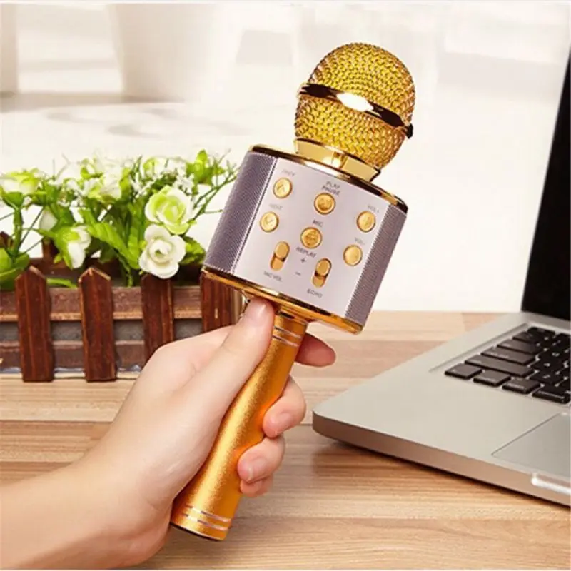 

Wireless Portable Handheld Bluetooth Karaoke Microphone Singing Machine 634F