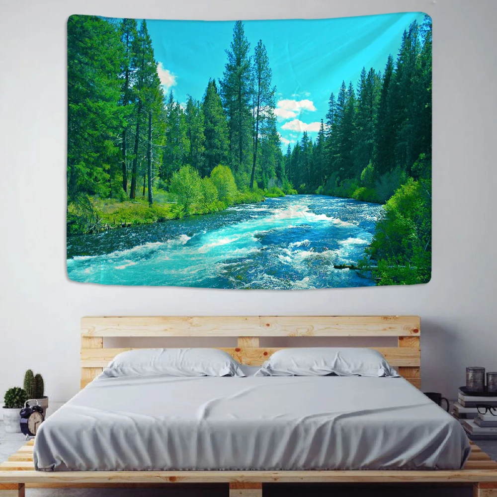 Психоделический лесной гобелен настенный одеяло декор для фермерского дома
