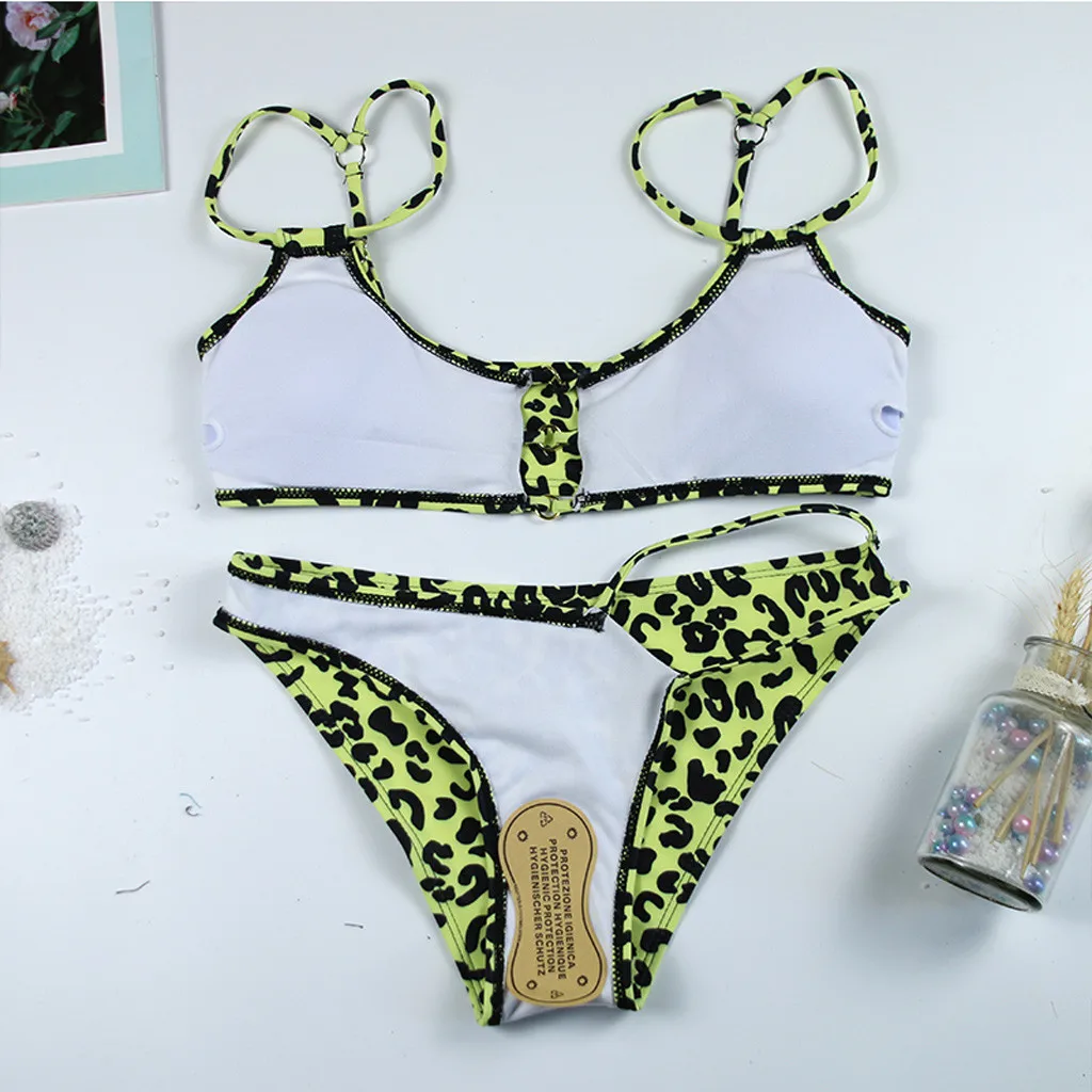 Купальник женский с леопардовым принтом танкини чашками пуш ап Женский монокини