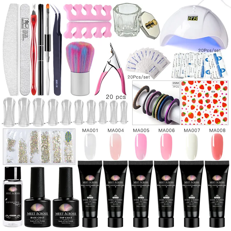MEET ACROSS 20 мл полигель для наращивания ногтей с УФ/светодиодной лампой набор