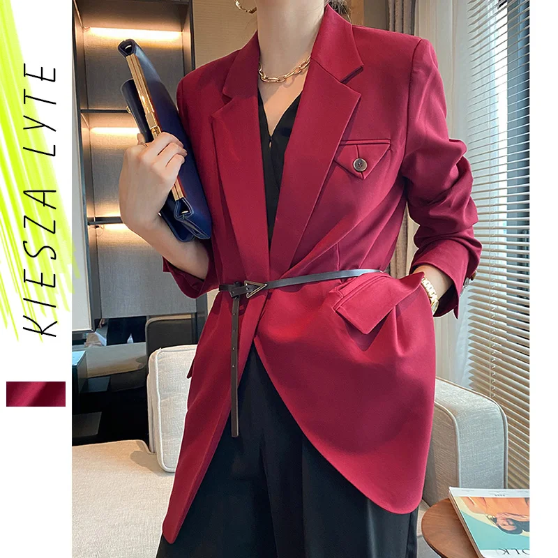 

Wine Red Suit Jacket Women Korean Style Elegant Ladies Coat Blazer Office Wear Female 2022 Spring mujer chaqueta casaco